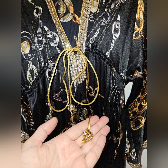 Baccio Couture Black Gold Chians Dress XS $895 - Picture 2 of 6